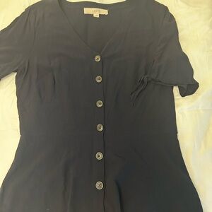LOFT Women's Navy Button-Down Top